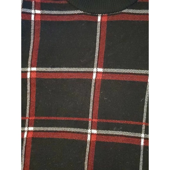 Liz Claiborne Large Black Window Pane Plaid Long Sleeve Stretch Sweater Dress - Picture 3 of 9